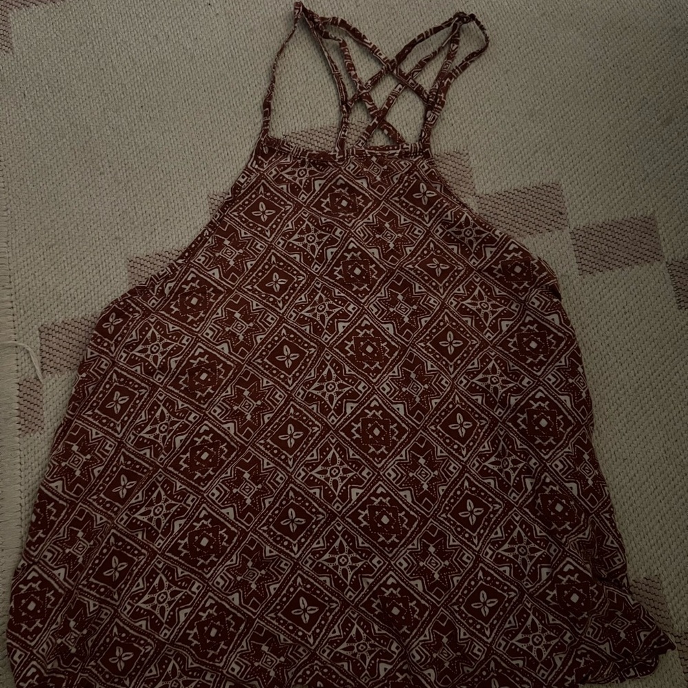 Hollister Red White Aztec Print Pattern Racerback… - image 1